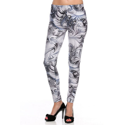 

Womens Summer High Rise Leggings Ladies Stretchable 3D Print Ankle Length Pants