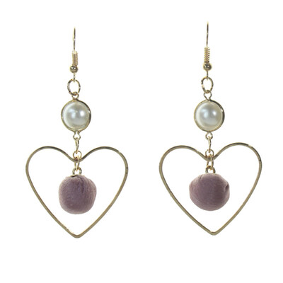 

Fashion Women Faux Pearl Inlaid Ball Hollow Heart Charm Hook Earrings Jewelry