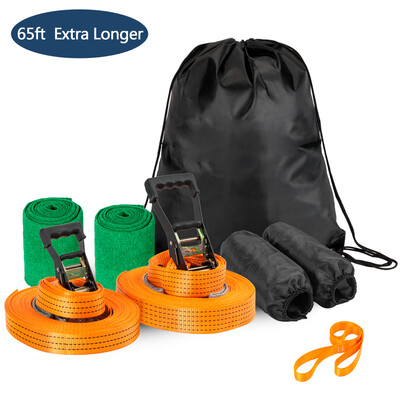 

Ktaxon 59Ft 18M Line Complete Set Includes Slackline Ratchet Arm Trainer Tree Protector