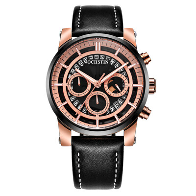 

OCHSTIN Augustus belt multi-function mens watch quartz calendar watch casual mens six-needle movement