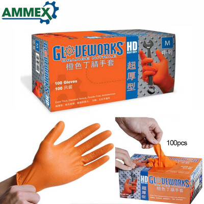 

AMMEX 100pcs Disposable Gloves Thick Rubber Oil Acid Resistant Nitrile Rubber Gloves For Home Food Laboratory Cleaning Use