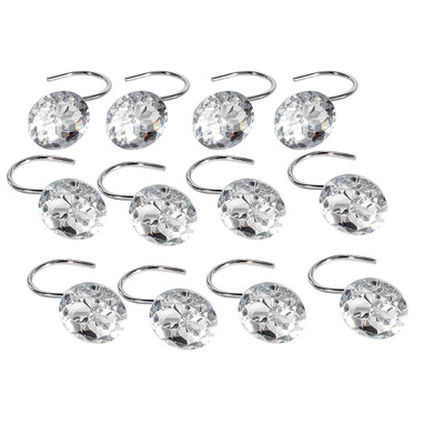 

12X Bath Shower Rhinestone Rolling Curtain Crystal Hooks Bathroom USA StockShower Rhinestone Rolling Curtain Crystal Hooks