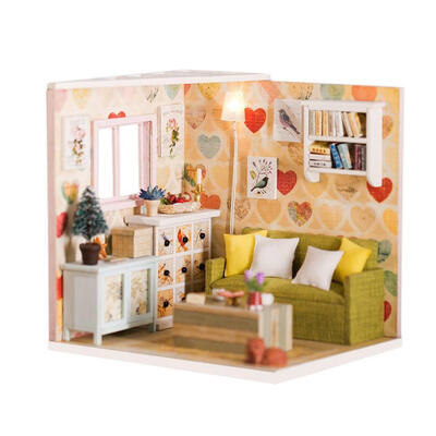 

Wood Warm Doll House Miniature Assemble DIY Dollhouse with Furniture Kits