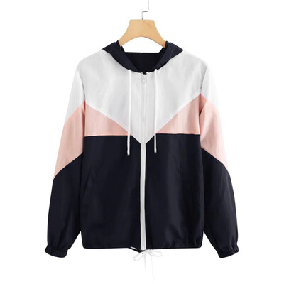 

Roseonmyhand Women Autumn Long Sleeve Thin Skin suits Hooded Zip Stitching Coat