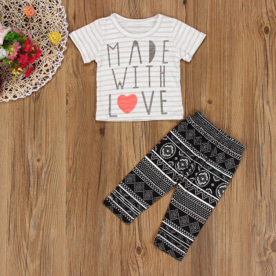 

Newborn Baby Girl Boy Letter T shirt Tops Pants Leggings Outfits Clothes Set