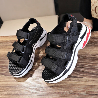 

Sandals women summer muffin thick bottom ins Korean version of flat bottom Joker student sports fairy wind Rome