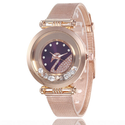 

Mesh belt fashion ladies watch wholesale simple diamond sand swan student popular watch