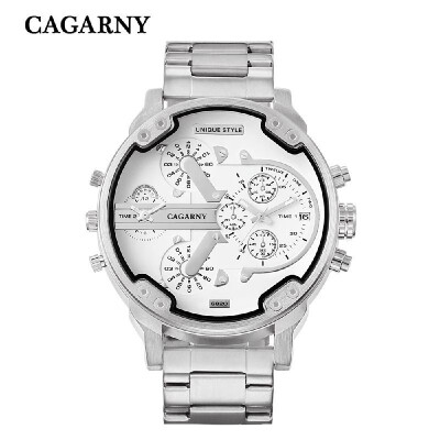 

CAGARNY Men Business Quartz Watch Stainless Steel Band Wrist Watch Fashion Exquisite Big Dial Watches