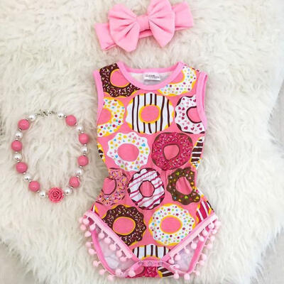 

Newborn Toddler Baby Girl Clothes Romper BodysuitHeadband Sunsuit Outfit Set