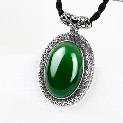 

Pendant long pendant female accessories sweater chain green topaz garnet gem 925 silver