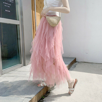 

Women Tulle Long Maxi Skirt Layered Swing High Waist Casual Ruffles Loose New