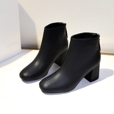 

Boot children square head boots female spring&autumn 2018 new European&American thick heels single boot naked boots high h