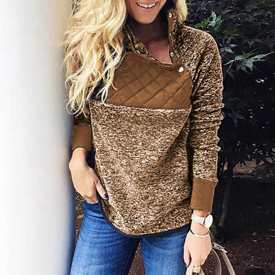 

Nomeni Women Flannel Patchwork Long Sleeve Sweatshirt Pullover Shirt Tops Blouse BKL