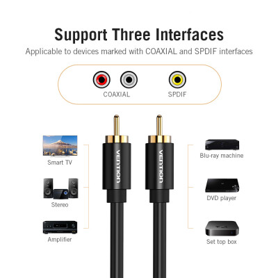 

Vention RCA Coaxial Audio Video Cable RCA Male To Male Coaxial Audio Cable SPDIF Audio Amplifier Audio Video Cable Metal Section 2