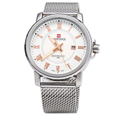 

Naviforce 9052 Men Quartz Watch Stainless Steel Band Date Display