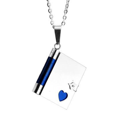 

Book Pendants Couple Necklaces Korean Stainless Steel Lovers Jewelry Christmas Gift