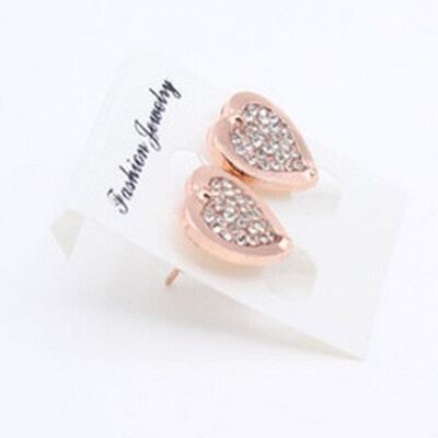 

Elegant Women Girls Gold Silver Rose Circle Crystal Stud Earrings Jewelry Gift