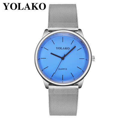 

RM YOLAKO Ladies Stainless Steel Mesh Belt Watch With Simple Mirror Quartz Watch