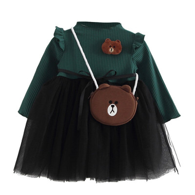 

Kids Girls Long Sleeve Lace Dress Cute Baby Clothes Dresses Long Sleeve Princess Vestidos With Bags