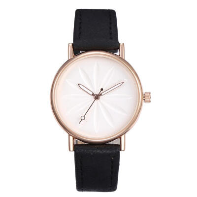 

Flower Pattern Leather Strap Womens Watches Montre Femme Acier Inoxydable Dial Small And Simple Clock The Most Popular
