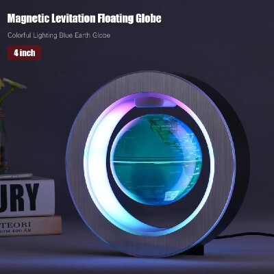 

4 Inch Magnetic Levitation Floating Globe Colorful Lighting Blue Earth Globe with LED Color Light Circular Base for Home Office De