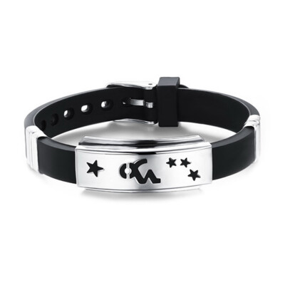 

Personality Twelve Constellations Silicone Titanium Steel Bracelet Fashion Wild Unisex Adjustable Bracelet Jewelry Hot Gift