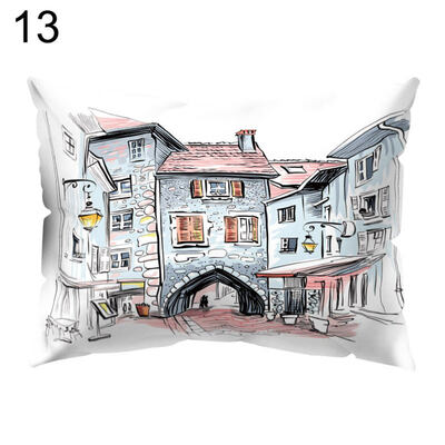 

Soft Pillow Case England House Pattern Cushion Cover Home Office Car Decoration