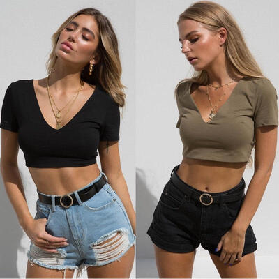 

Fashion Women Casual Tank Crop Tops Vest Blouse Off Shoulder Long Sleeve T-Shirt