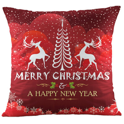 

Tailored Happy Christmas Pillow Cases Sofa Cushion Cover Home Decor Pillow Case