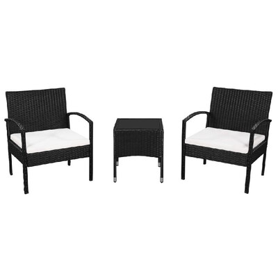 

3 Piece Bistro Set with Cushions Poly Rattan Black