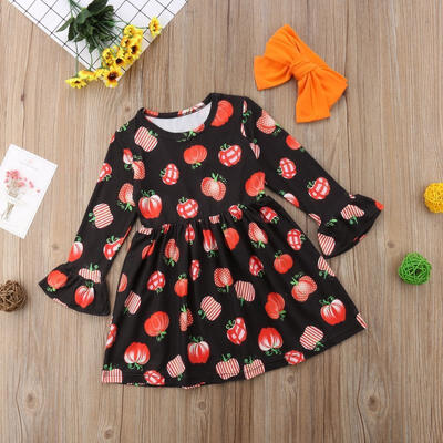 

Toddler Baby Girls Halloween Fashion Long Sleeve DressHeadband Outfits Costumes