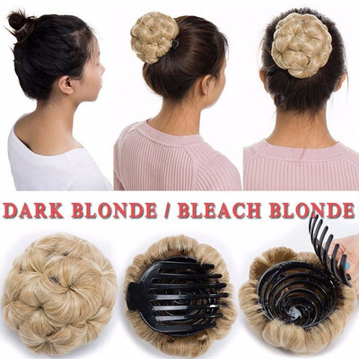 

Elegant Chignon Clip in Hair Bun Extension Donut Claw Jaw Updo Synthetic Combs Curly Weave Hair Scrunchies