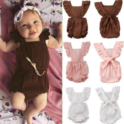 

Sleeveless Newborn Baby Girl Summer Ruffle Cotton Romper Jumpsuit Outfit Clothes