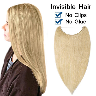 

16182022 Inches One Piece Straight Remy Human Hair Miracle Secret Invisible Wire Hair Extensions - No Clip No Glue