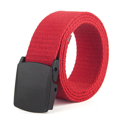 

Unisex belt fashion Prevent allergy Plastic Automatic buckle canvas Men belt outdoor casual solid color canvas Man & Women belt