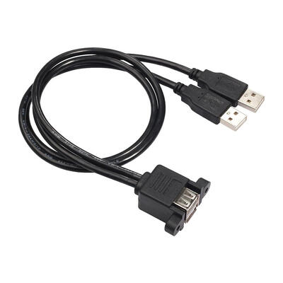 

Dual USB 20 Extension Cable Male to Female Socket Panel Mount wFixed Hole