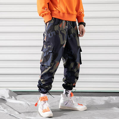 

Hip Hop Streetwear Men Ankle-Length Joggers Pants Camouflage Mens Trousers Loose Casual Cargo Pant Elastic Waist Harem Pant