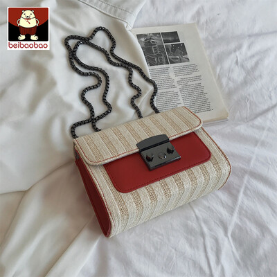 

On the new small bag girl 2019 new fashion chain single shoulder bag foreign air leisure straw woven oblique satchel bag