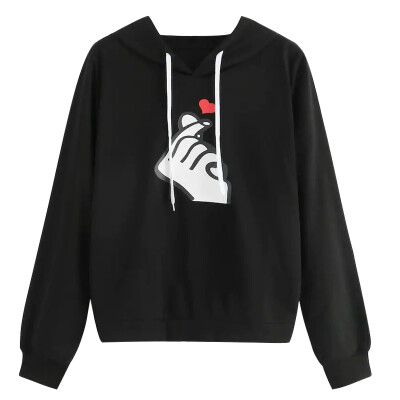 

Harajuku Drawstring Women Men Large Size Heart-Shaped Print Loose Long-Sleeved Hooded Sweatshirts