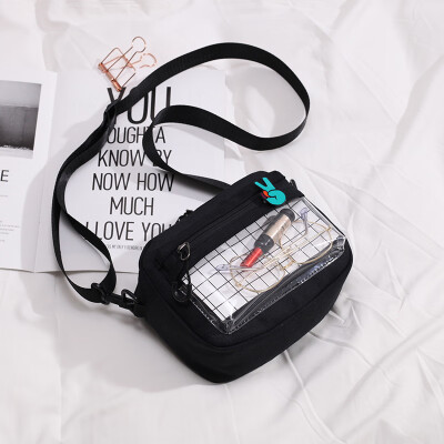 

Transparent mini bag female casual canvas one shoulder small square bag ins Japanese original Sufeng oblique satchel bag