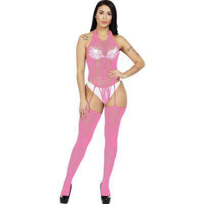 

Toponeto Women Open Crotch Bodystockings Perspective Halter Underwear Pajama