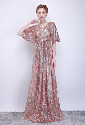 

Long Elegant Evening Dresses 2018 New Sexy V-neck Luxury Sequins Bling Bling Vintage Noble Banquet Party Prom Dress