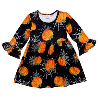 

Uk Stock Baby Girls Kid Halloween Dress Toddlers pumpkin Short Skirt Dresses