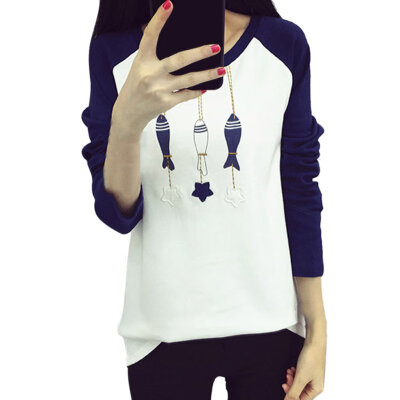 

Autumn Womens T-Shirt Lovely Character Printed Long Sleeve Tops