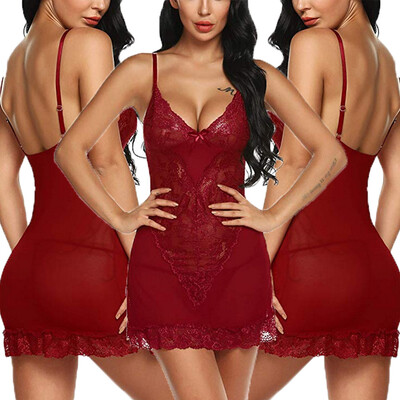 

Women Sexy Mesh Sheer Nightie Sleep Dress G-string See Through Lingerie Sets