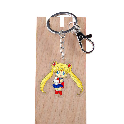 

Acrylic Keychain Anime Sailor Moon Luna Hino Rei Kino Makoto Mizuno Ami Transparent Double-sided Pendant Keychain 55mm