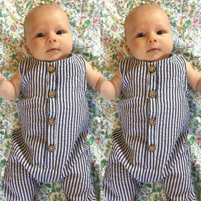 

Summer Newborn Baby Boy Girl Striped Romper Jumpsuit Playsuit Outfits Clothes