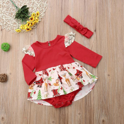 

Xmas Newborn Baby Girl Christmas Romper Jumpsuit Tutu Dress 2Pcs Outfits Clothes