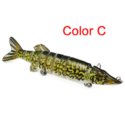 

128cm21g Artificial Fishing Lure Bait 3D Eyes 9 Segments Fish Lures 2 Hooks Sea Fishing Swimbait Tackle