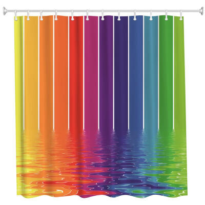 

Water Lines Rainbow Polyester Shower Curtain Bathroom Curtain High Definition 3D Printing Water-Proof